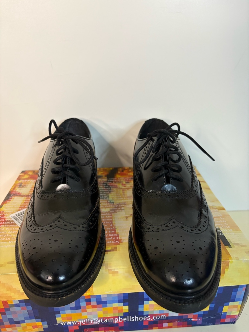 NWT Jeffrey Campbell Moyra Wingtip Black Leather Oxford Shoe 8 - Picture 8 of 11
